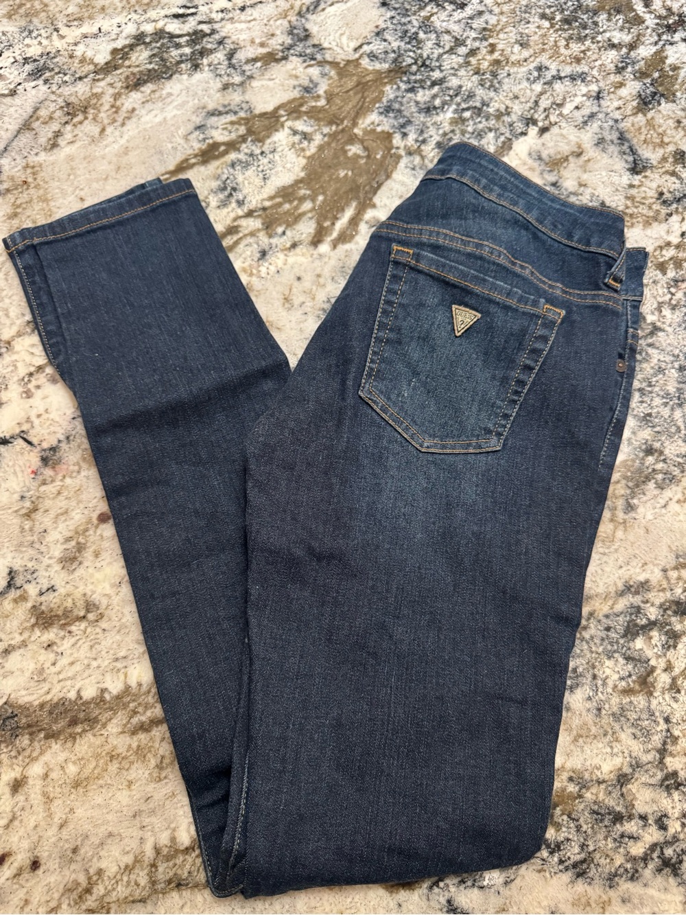 Guess Women’s Dark Blue Skinny Jeans with Triangle Logo